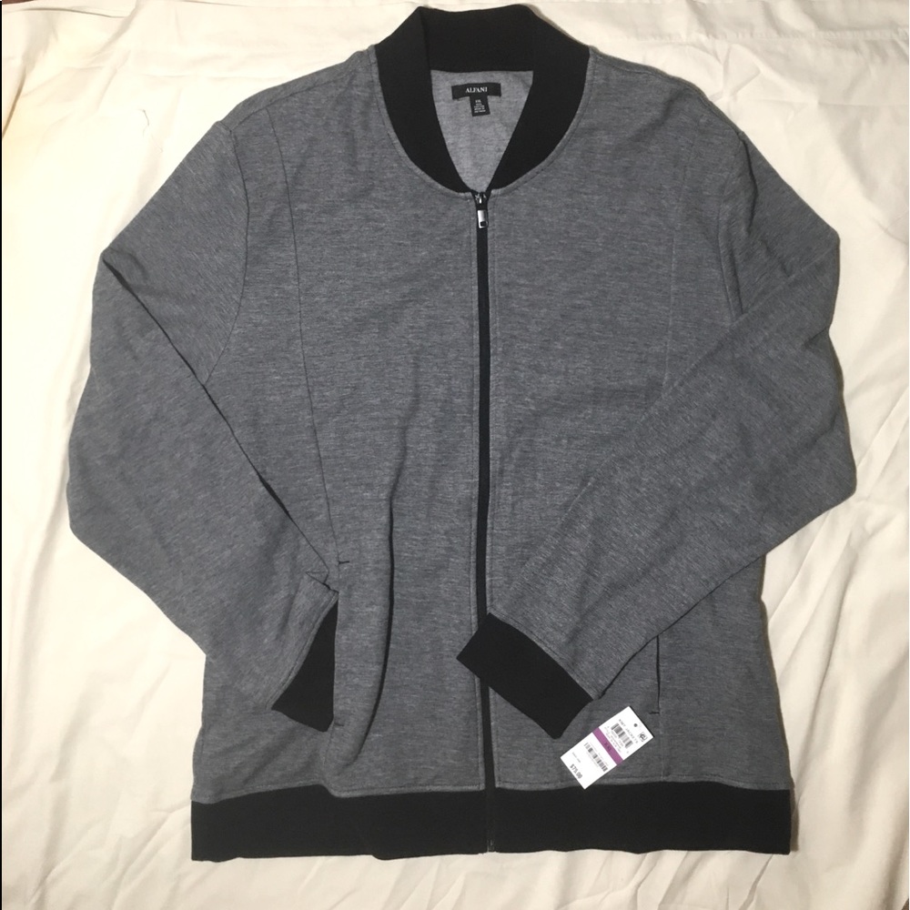 Alfani Slim Fit Men’s zipper front grey color